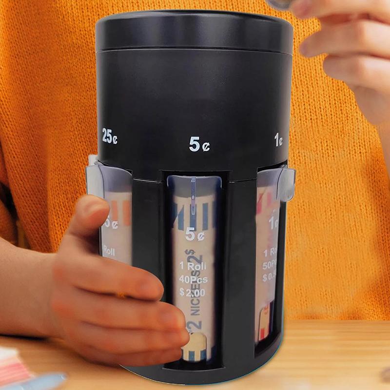 Pvc Automatic Coin Sorter 5-In-1 With Coin Wrappers - Quick & Accurate Coin Counter, Portable Change Organizer Bank Jar