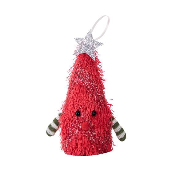 Light-up Plush Christmas Tree Doll Decoration Stuffed Fluffy Xmas Tree Shaped Gnome Elf Ornament with Glitter Star Topper for Hotel Mall Window Decor