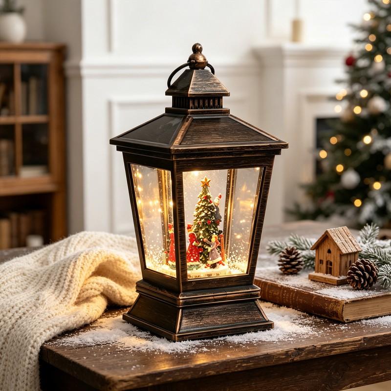 Christmas Crystal Music Box Snowman Santa Snow Globe Light Holiday Party Decor