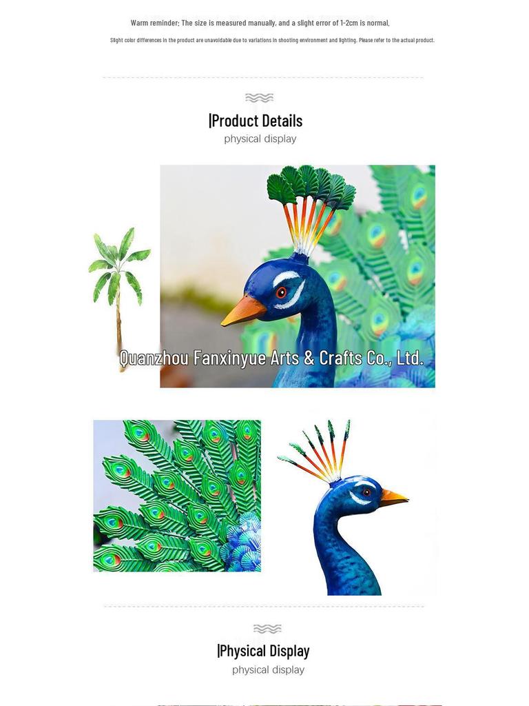 Outdoor Wrought Iron Peacock Sculpture - Forest Landscape Ornament