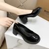 Size 35-43, Large Size Women's Shoes Round Head Soft Sole Non-slip Single Shoes Women's Thick Heel Mary Jane High Heels 41 Small Leather Shoes
