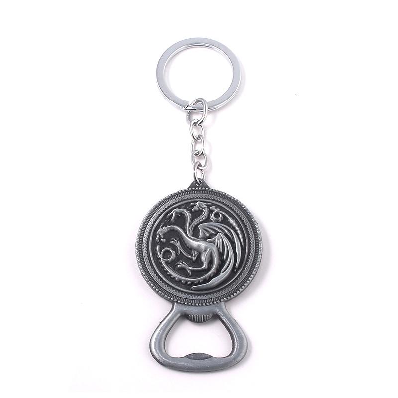Classic Movie Dragon Shape Keychain Wolf Head Pendant Fashion Trend Bottle Opener Keyring for Fan Collectible Accessories