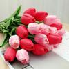 10Pcs Artificial Flower Decoration with Stem Fake Tulips Real Touchs Bridal Bouquets Floral Decor Photography Props