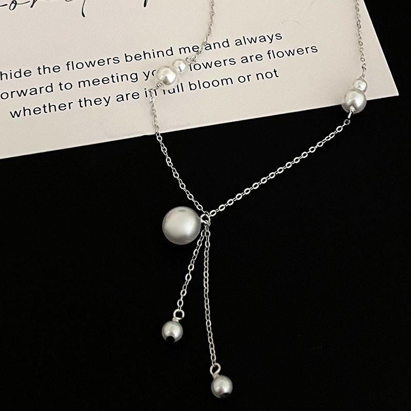 

Ожерелье с кисточками из серебряного тыквенного жемчуга Banyan Tree S925 - элегантная осенне-зимняя цепочка для женщин на ключицу NS2998 белого золота