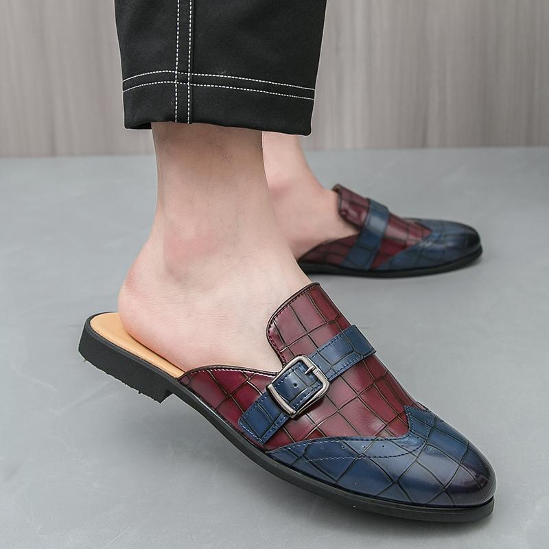 Fashion Casual Men's Half Slippers Classic British Style Design Leisure Party Outdoor Fashion Street Plus Size Summer Flat Leather Shoes