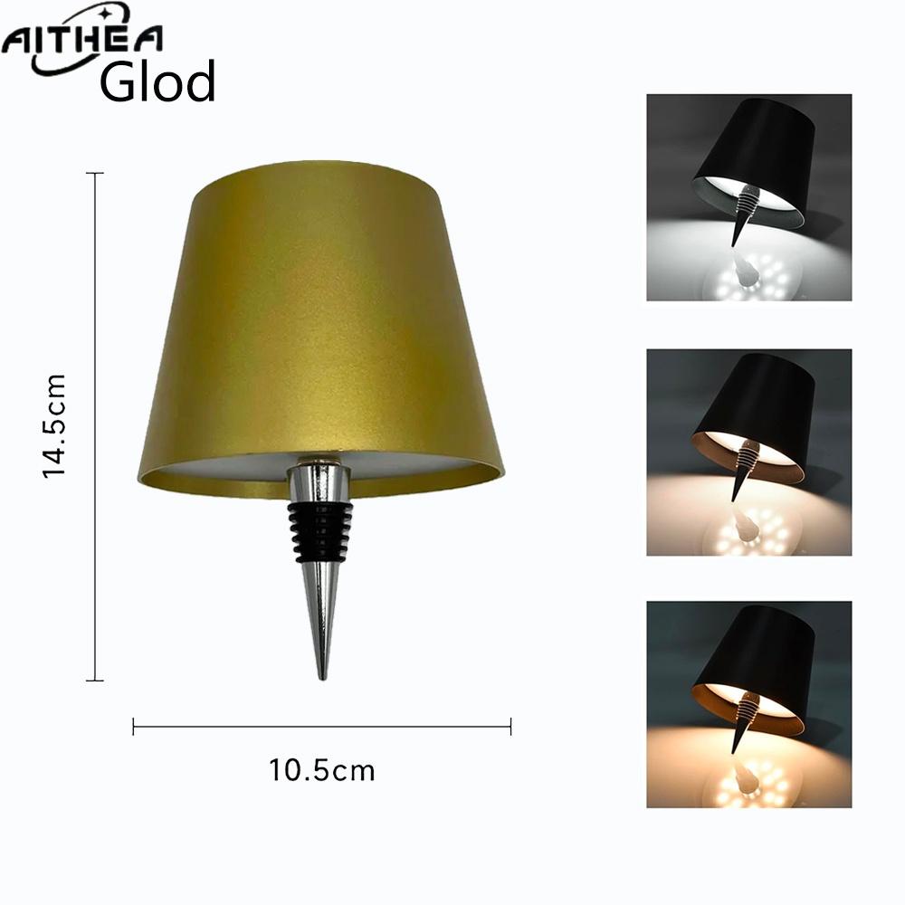 AITHEA Wireless Table Lamp LED Wine Bottle Base Rechargeable Vases Light Touch Switch Bar Dining Lamp