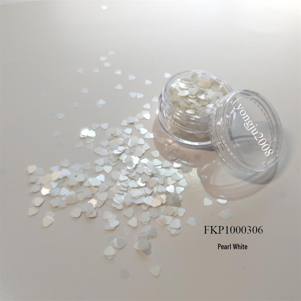 Japanese SARURU Nail Art: Heart Glitter Pearlescent Peach - Imported Nail Accessories 2g/jar