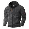 Cross-border American heavyweight velvet men's retro cationic tooling pocket hooded zipper trendy sports sweater men