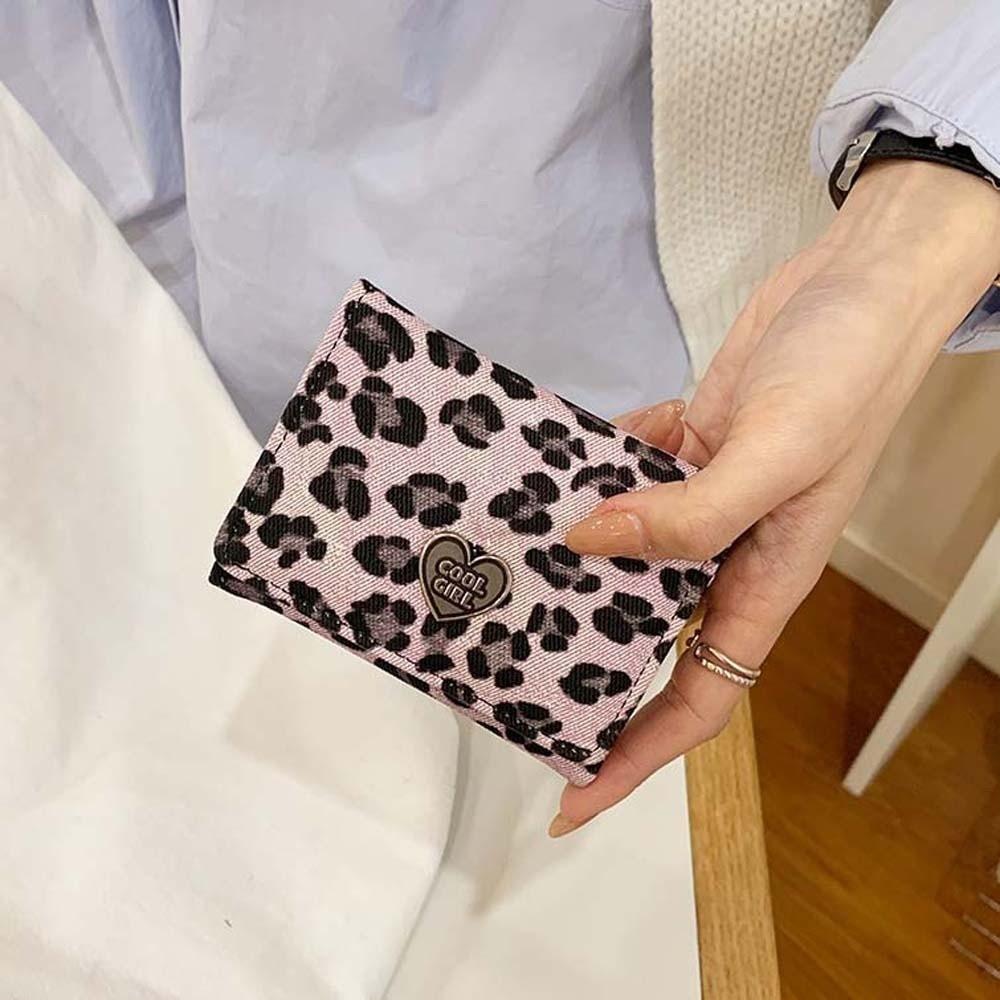 Coin Pouch Portable Leopard Print Wallet Texture Mini Short Square Purse Classic Multiple Card PU Card Bag Dating
