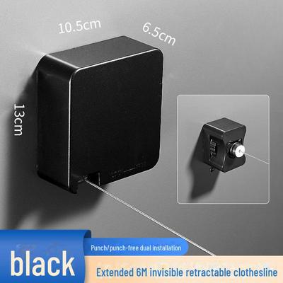 Retractable Invisible Clothesline, Indoor/Outdoor, 6m, Nail-Free Installation