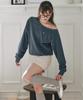 LETTER FROM MOON Edin Off-Shoulder Sweatshirt (Pigment Blue)