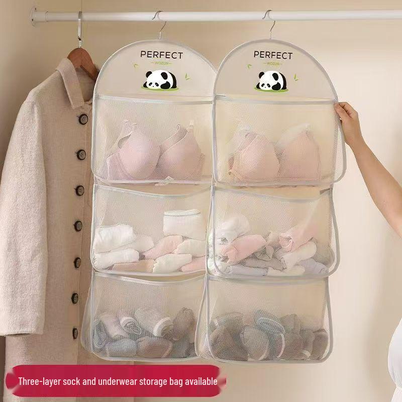Hanging Wardrobe Organizer for Socks & Underwear - Mesh Pocket Storage Bag