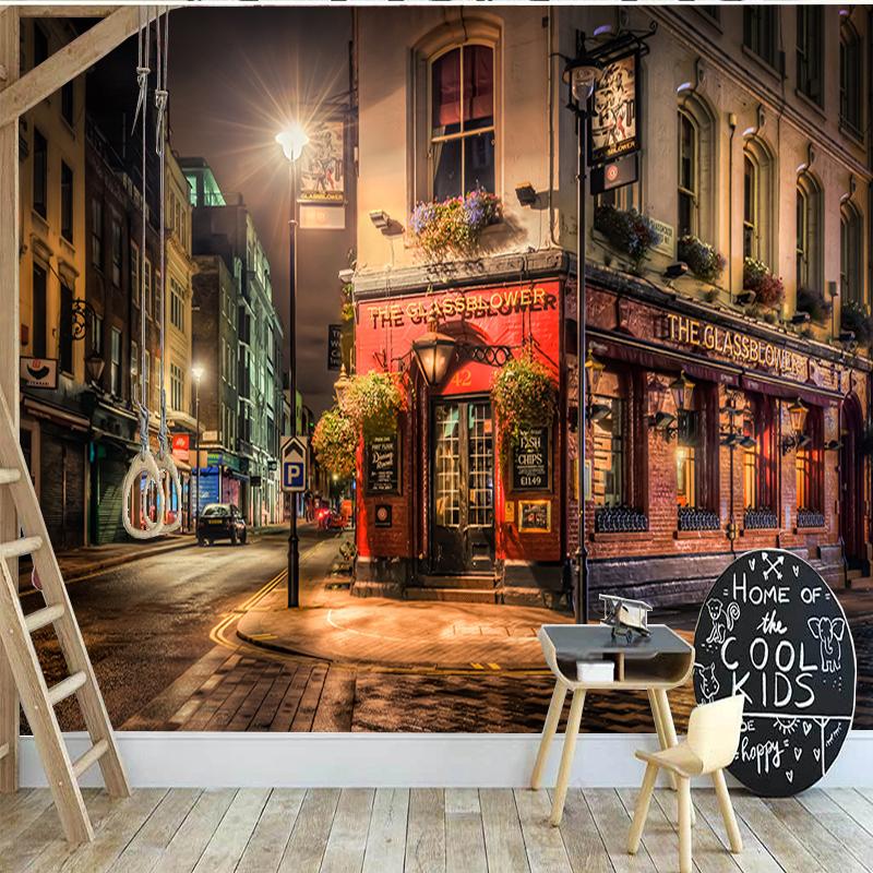 3D Wall Mural City Night View Wallpaper Bar Cafe Restaurant Backdrop Wall Decoration Fresco Papel De Parede 3D Paisagem