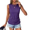Summer Women's New Casual Solid Color Pullover Sleeveless Pleated Round Neck Vest Women's T-shirt