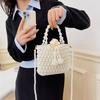 Little fairy bag new 2025 Mori fashion small fragrant wind woven pearl ins portable messenger hollow bag tide