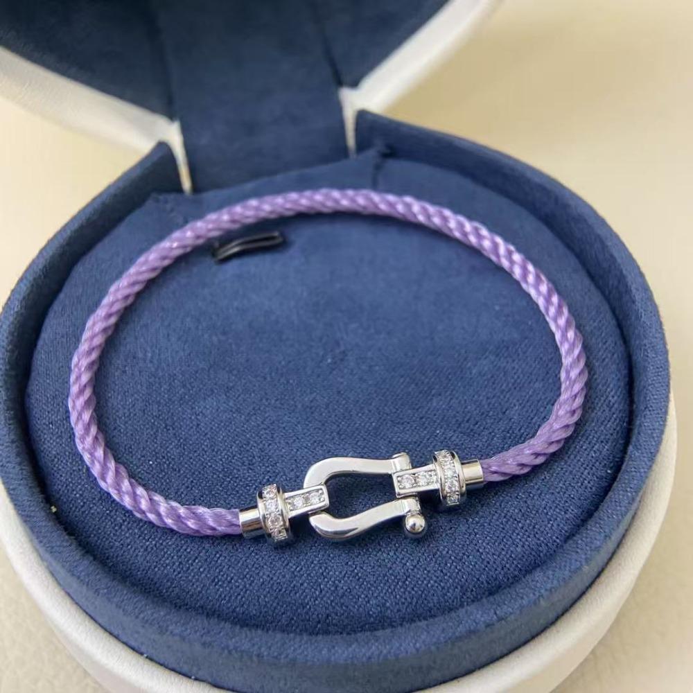 Hoof Buckle Violet Hand Rope 18k Rose Gold Horseshoe Buckle Bracelet Wire Rope Bracelet 16cm