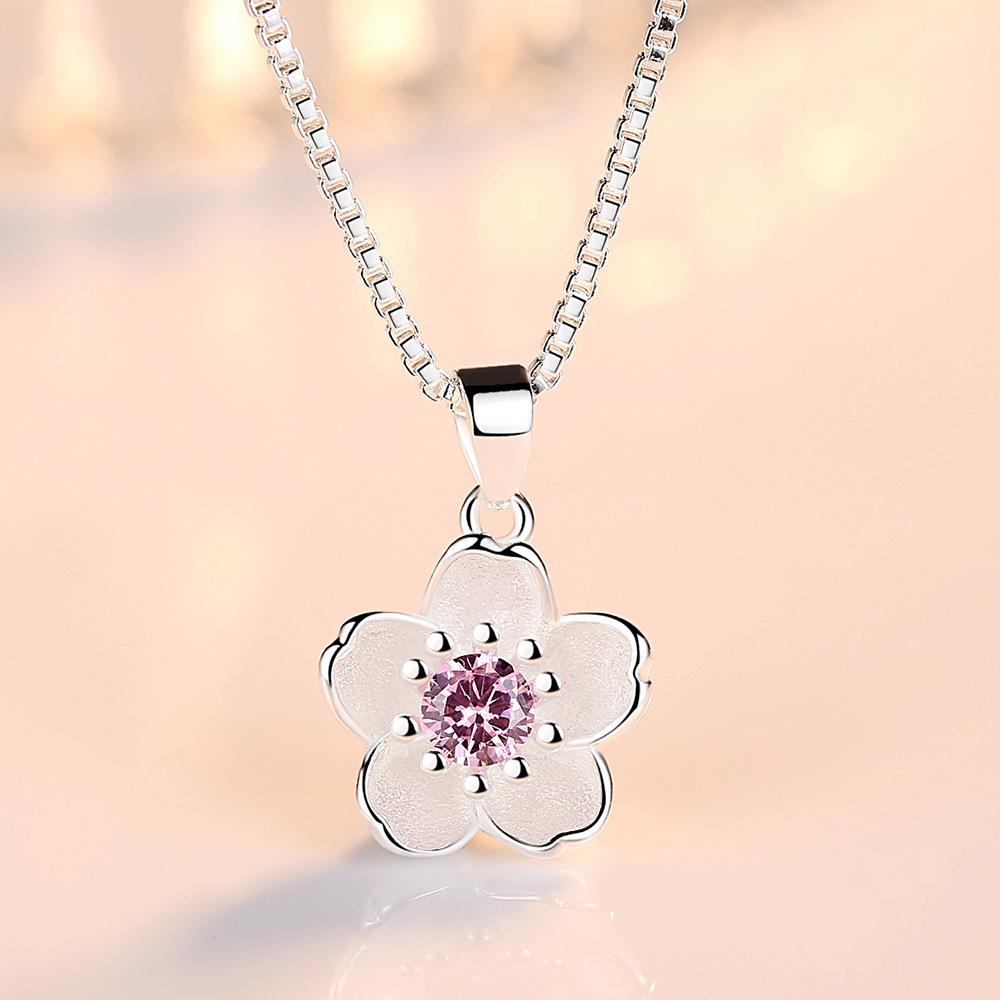 Elegant Handmade Rose & Plum Blossom Pendant Necklace