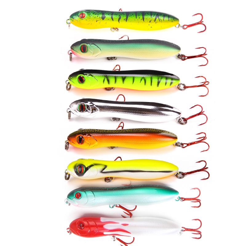 Lifelike Eyes Double Hooks Pencil Fishing Lure Bionic Bait Plastic Hard Crank