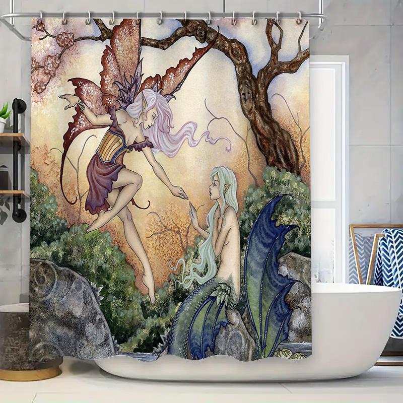 Fantasy Forest Fairy Shower Curtain Gothic Mystical Nature Wall Art Decor Home 90x180cm