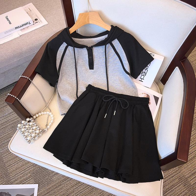 Set sport de vară pentru fete, stil coreean 2025: Top cu mânecă scurtă și pantaloni scurți