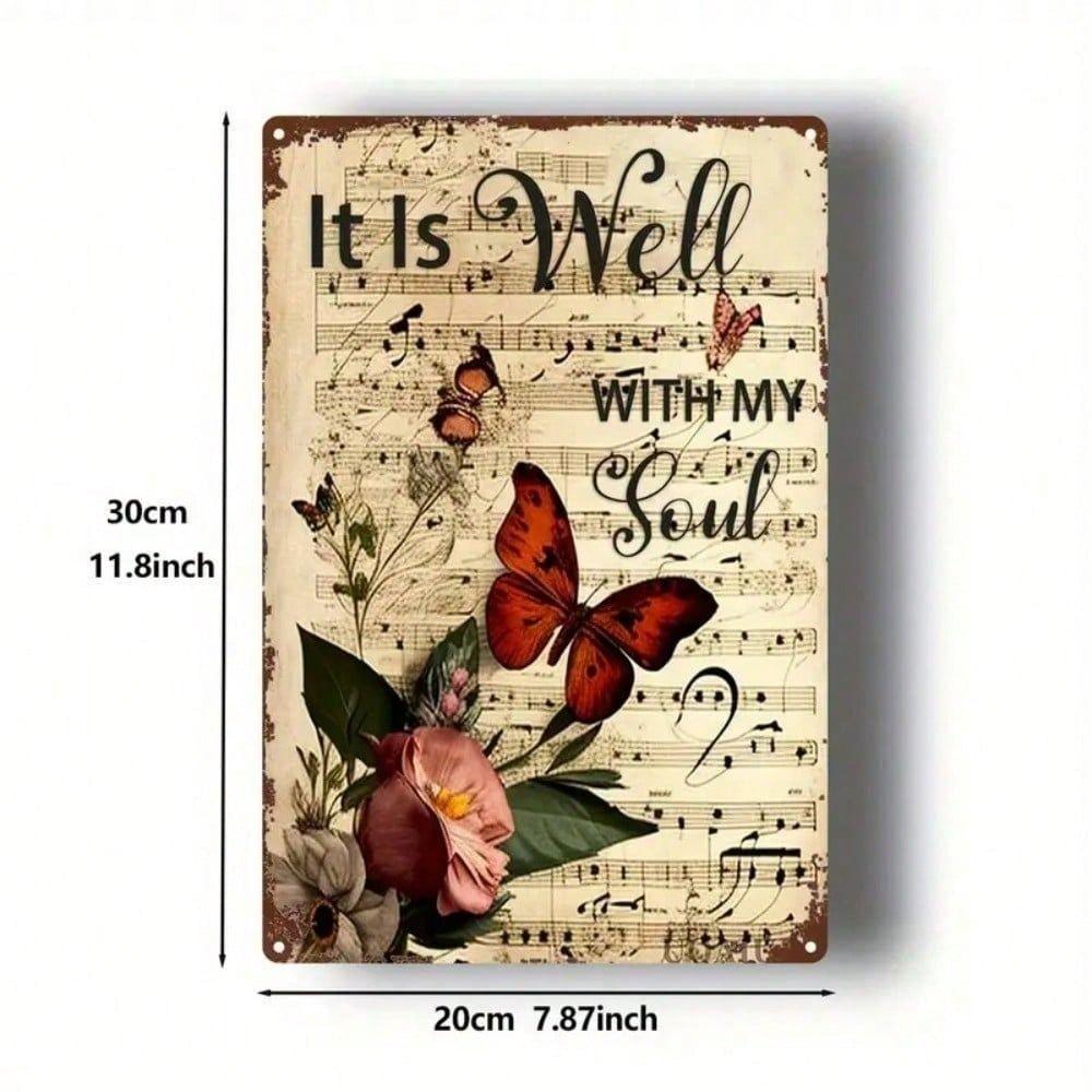 Vintage Butterfly Religious Christian Metal Poster Wall Decor