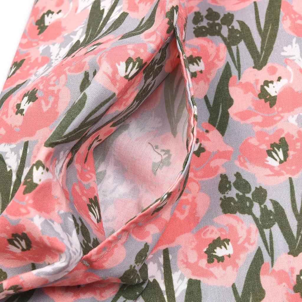 Apron Floral Print Apron 247074 Pink [Kusuguru Japan] A-Line M-L