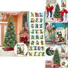 Dinosaur Christmas Countdown Calendar With Acrylic Dinosaur Figurines For Holiday Decor