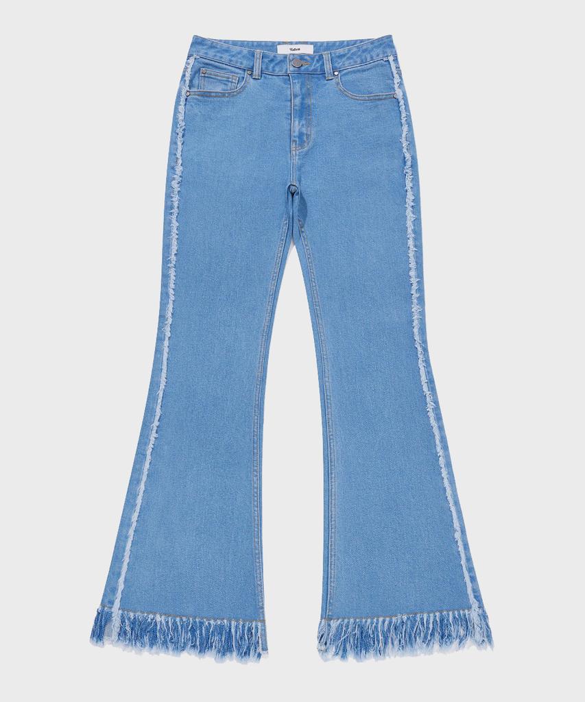 FALLETT Fringe Bootcut Denim Pants Blue