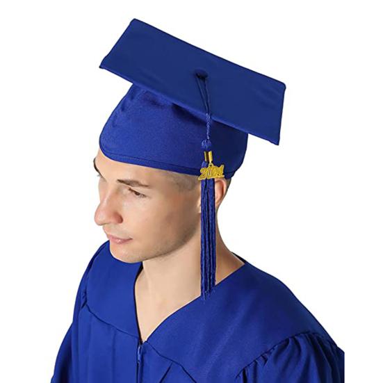 Adult Unisex Graduation Hat with Tassel Solid Color 2024 Graduation Bachelor Hat Festive Party Decor