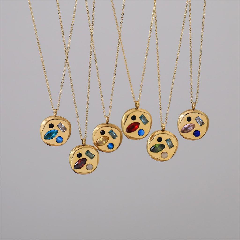 Titanium Steel Clavicle Necklace: Colored Zircon December Birthstone Gift for Mom