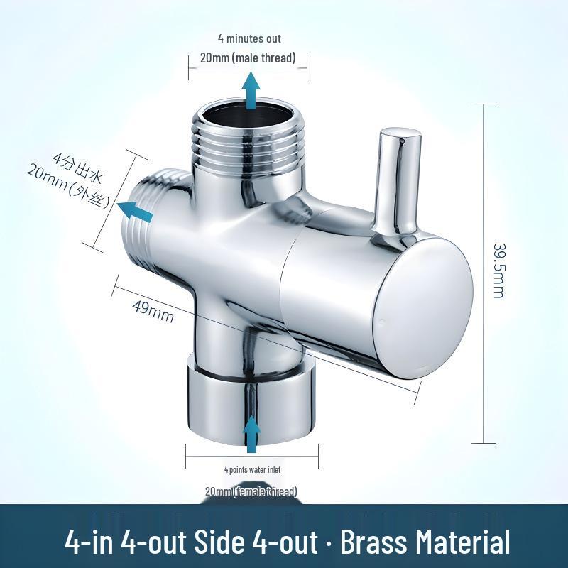 Black All-Copper Quick-Open Three-Way Water Splitter Valve for Showers