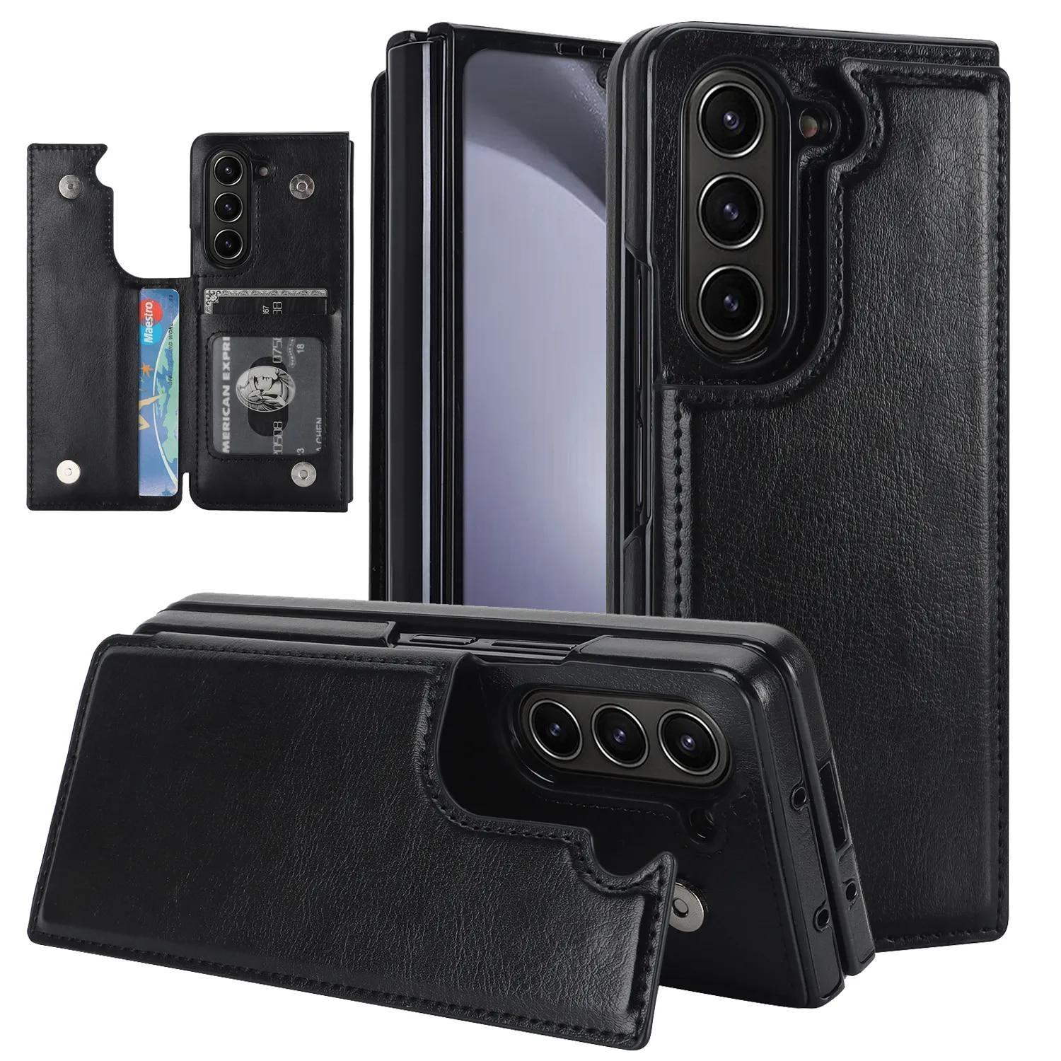 

Винтажный кожаный чехол-кошелек для телефона Samsung Galaxy Z Fold 5 4 3 Fold5 Fold4 Fold3 5G, кошелек-держатель для карт, противоударный чехол-подставка