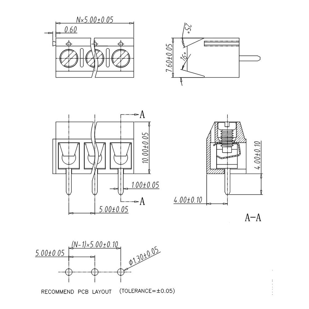20KS KF301 KF301-2P KF301-3P KF301-4P KF301-5.0 Montáž na desku plošných spojů Modrá Zelená Rozteč přímých kolíků 5,0 mm Kombinovatelný konektor šroubové svorkovnice