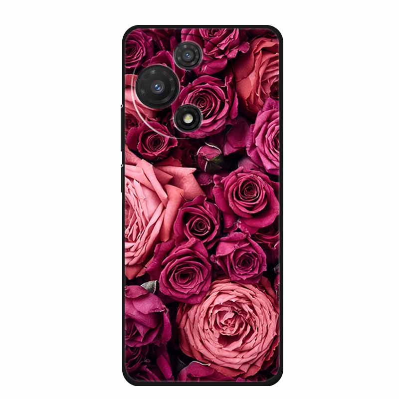 For TCL 605 Case Fashion Flower Protective Black Silicone Soft TPU Back Cover Case For TCL 60 5G 60 SE Case 60SE Coque Funda Bag