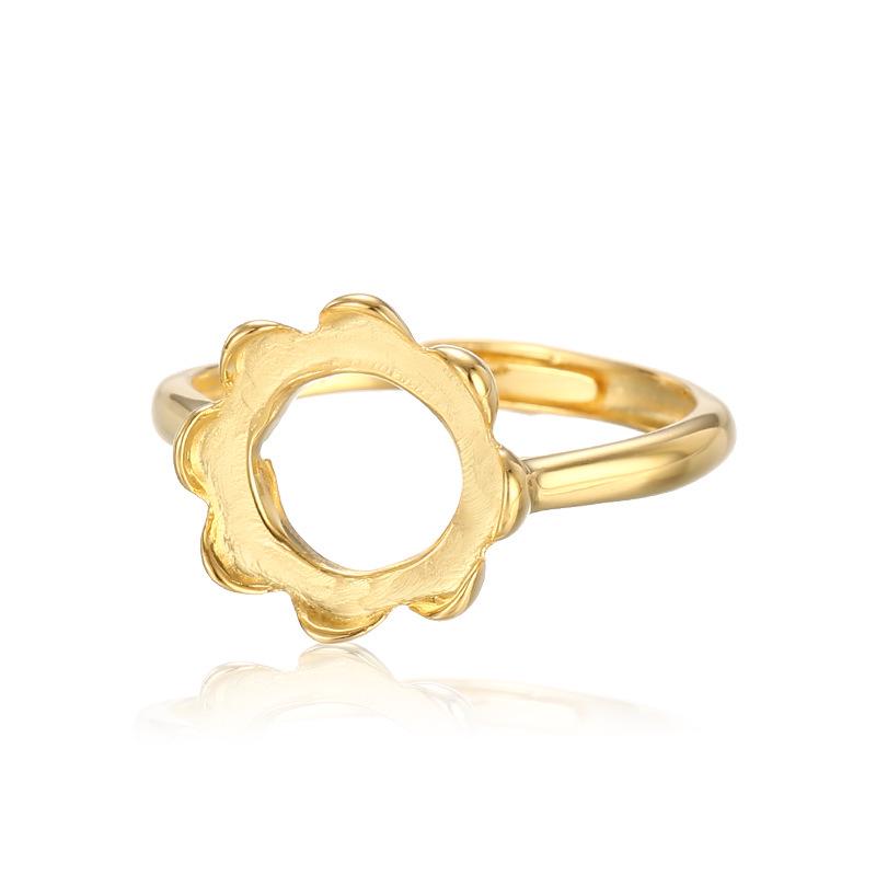 Monture de bague ronde ambrée florale rétro DIY pour femme, 10x10mm