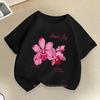 Beautiful Flower Print Tshirt Children Summer Girls Casual Korean Style Colorful Tops Kids Comfortable Oneck Short Sleeve Tees