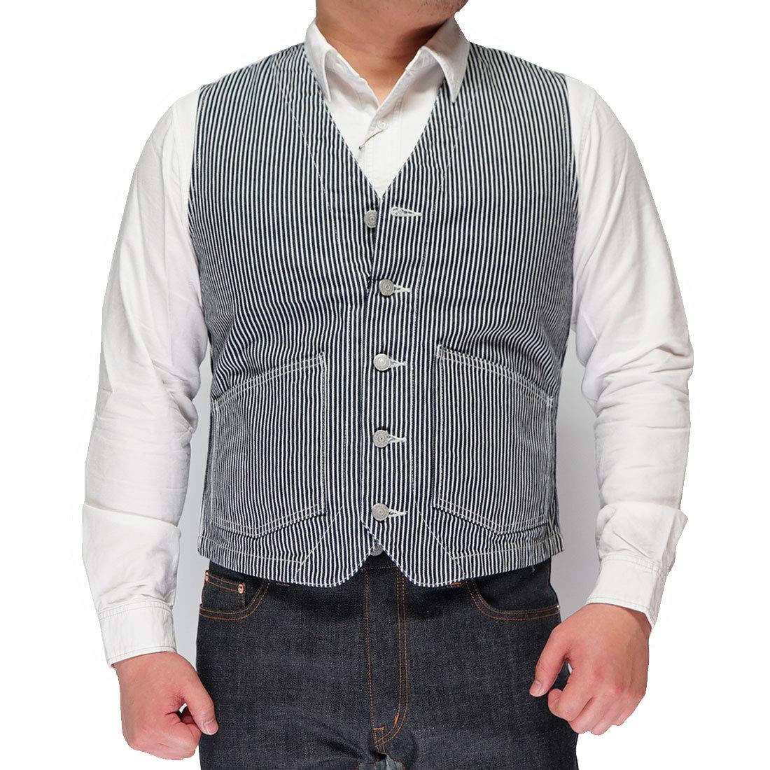 

Мужской жилет Kojima Jeans Work Made in One, Япония, Стирка, RNB-568-Hickory-L