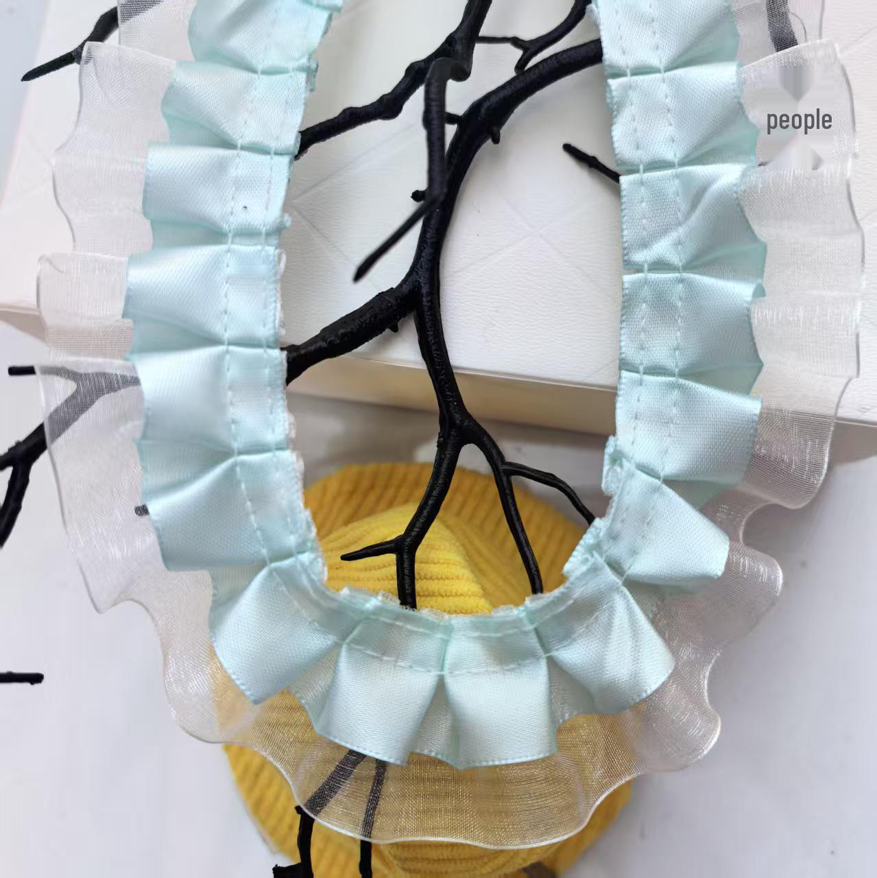 

4cm Double-Layered Chiffon Pleated Lace Trim DIY Princess Ruffled Edge Ribbon