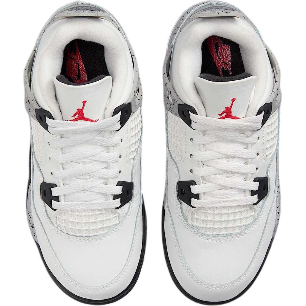 Air Jordan 4 Retro OG PS White Cement 2025 Παιδικά Αθλητικά Παπούτσια Summit-White Fire-Red Tech-Grey IB4388-100