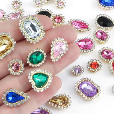 Mixed Size Sunflower Sewing Claws, Artificial Diamonds Crystal Glass Beads Buttons Gemstones Artificial Diamonds