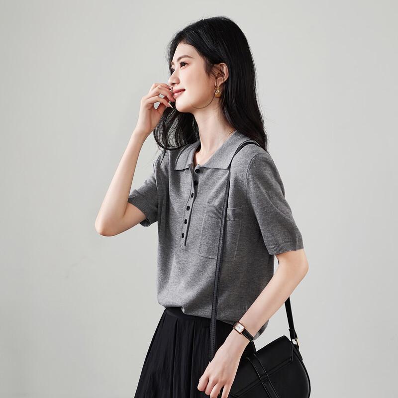 SOFSIL Women s Polo Knit Short-Sleeve Top L