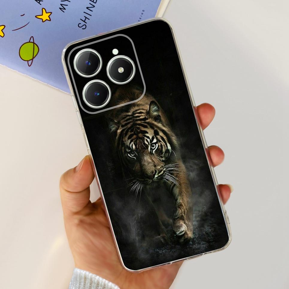 For Realme C63 C61 Phone Cover Case Cool Cartoon Dragon Space Man Cat Funda Soft Clear Silicone Bumper For Realme Narzo N61 N63