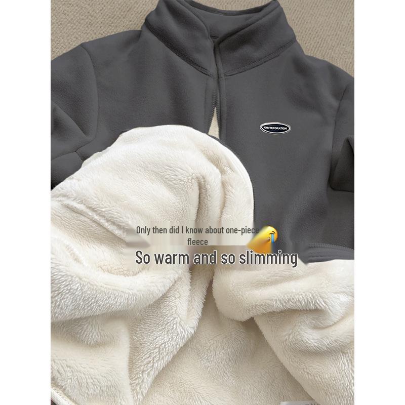 Women's Lambswool Thick Coat: Fleece Windbreaker for Spring to Winter, 2025 Collection.