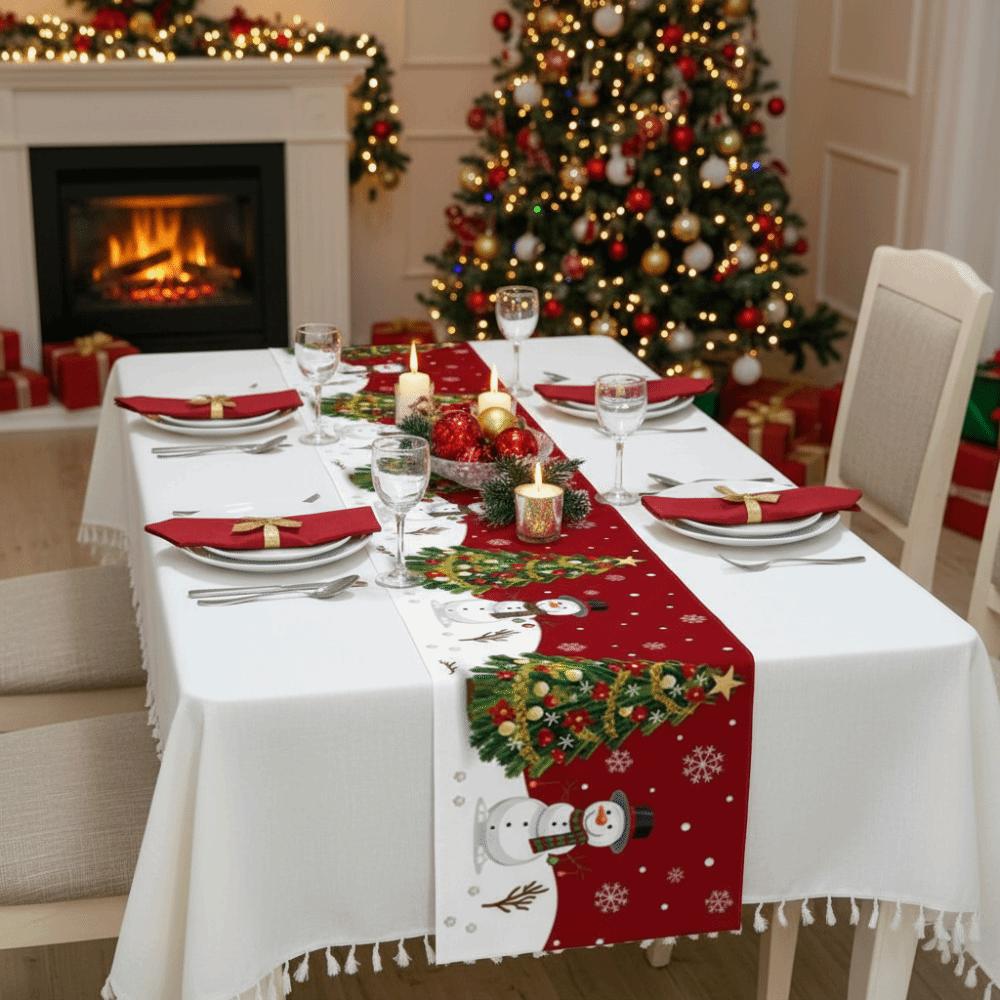Elch Weihnachts-Tischläufer Weihnachtsmann Weihnachts-Tischdecke Neu Weihnachts-Tischflaggen-Abdeckung Heimdeko