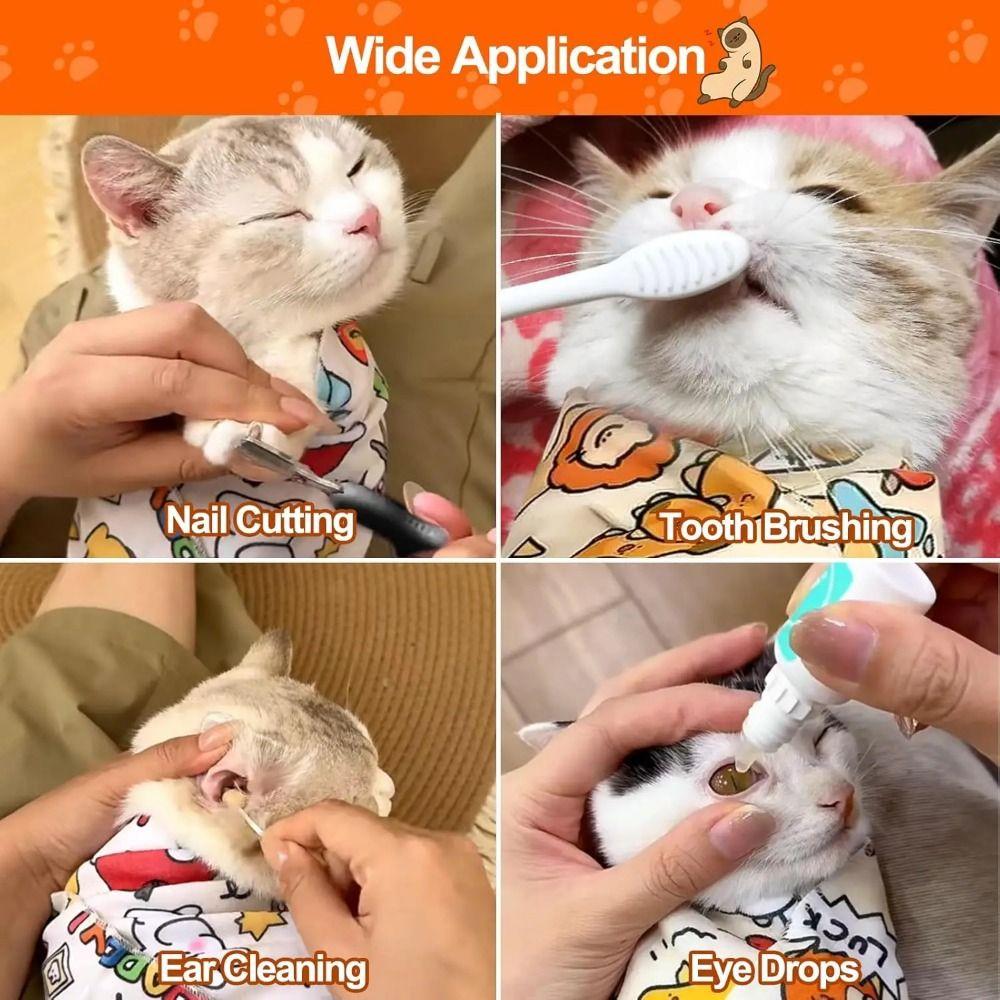 Self-Adherent Cat Restraint Wrap Anti-Scratch Cat Calming Wrap Folding Cosmetic Bag  Home