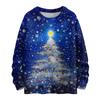 Ladies' Fashionable Casual Long Sleeved Christmas Printed Round Neck Knitted Yarn
