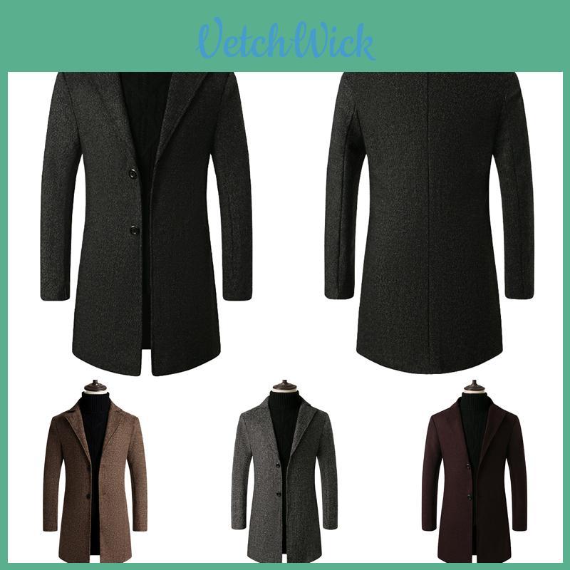 Stylish Men's Slim Trench Coat With Long Single Breasted Design And Lapel Jacket