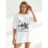 T-shirt Oversize Nera Scena Spiaggia Rio De Janeiro Con Cane E Cristo Redentore Stampa Casual Abbigliamento Estivo