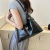 Trendy Korean Style Soft Pu Leather Shoulder Bag In Black White Silver