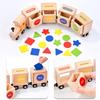Children's Wooden Color Sorting Train Blocks: Coin-Operated Geometric Shape Recognition Toy
